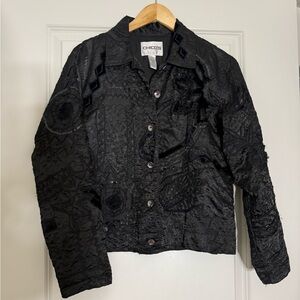 Chico's Beaded & Quilted Black Outerwear